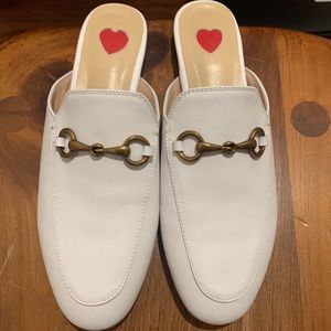 White Horse Bit Loafer Slides